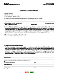 California Resale Certificate